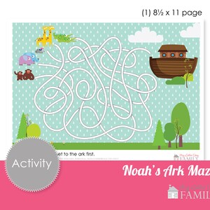 Noah&#39;s Ark Maze Printable Activity DIGITAL Instant Download - DIY PRINTABLE