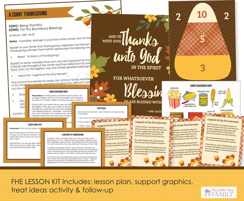 Thanksgiving FHE Lesson Plan With Graphics DIGITAL Printable Family Home Evening Lesson Topic: Thankful DIY Printable image 4