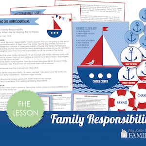 Family Home Evening Lesson Plan Family Responsibility  Printable DIGITAL Instant Download   Keeping our Home Shipshape - DIY PRINTABLE