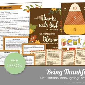 Thanksgiving - FHE Lesson Plan With Graphics DIGITAL Printable Family Home Evening Lesson Topic: Thankful - DIY Printable