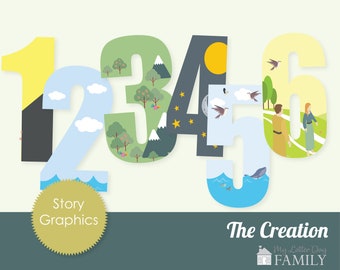 The Creation Bible Story Graphics,  Printable DIGITAL Instant Download - DIY PRINTABLE