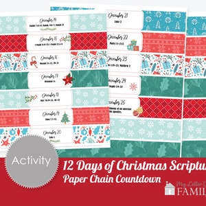 EXTENDED USE Lizenz für Gruppen Printable Christmas Paper Chain Countdown, 12 Tage Weihnachtsschriften - DIY Printable