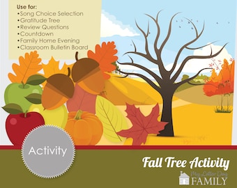 Printable Fall Activity Tree for Singing Time Song Choices, Lesson Review, Gratitude Tree, Bulletin Board Decor - DIY PRINTABLE