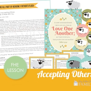 FHE Lesson Plan Love One Another Digital  Instant Download Family Home Evening Lesson Topic: Loving and Accepting Others - DIY PRINTABLE
