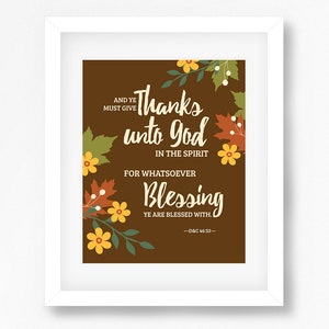 Thanksgiving Art Print  With Bonus Handouts DIGITAL Instant Download to Print Thankful D&C 46:32 - DIY PRINTABLE