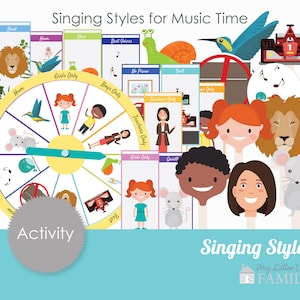Tempo de música Estilos de canto Atividades Cartão giratório para impressão e remos Tempo de canto ajuda - DIY PRINTABLE