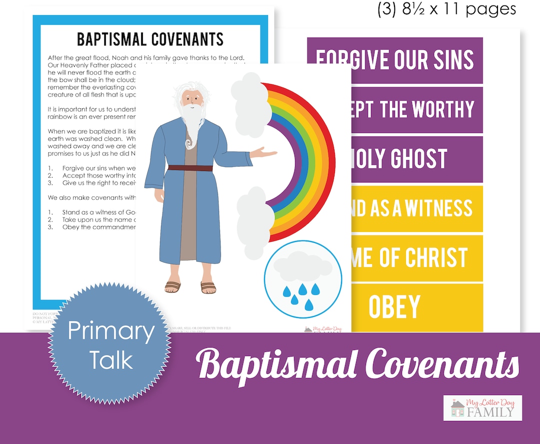 LDS Primary Talk Printable With Graphics Topic Baptismal Covenants DIY