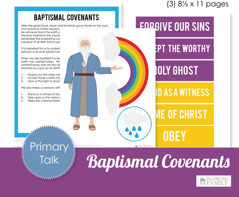 LDS Primary Talk Printable With Graphics Topic Baptismal Covenants DIY