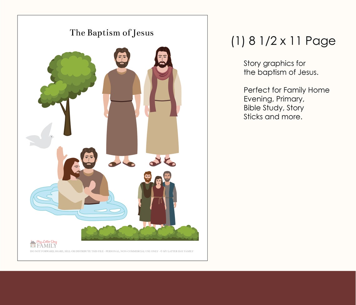 The Baptism of Jesus Bible Story Graphics, Printable DIGITAL Instant ...