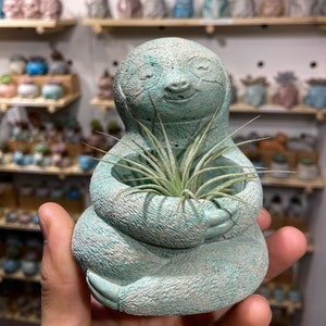 Sloth Planter | Concrete Sloth Succulent Pot | Cute Sloth Flower Vase | Airplant Cement Planter | Cute Sloth Character