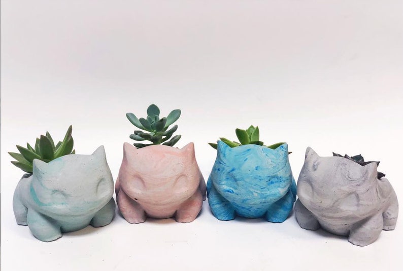 Bulba Planter LARGE Pokemon Air Plant Holder Fan Art Home Decor Marble Cement Concrete image 6