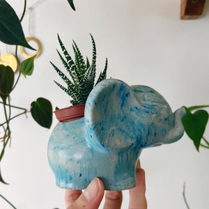 Elephant Planter Concrete Elephant Succulent Pot Cute Elephant Flower Vase Dumbo Cactus Cement Planter Lucky Elephant image 3