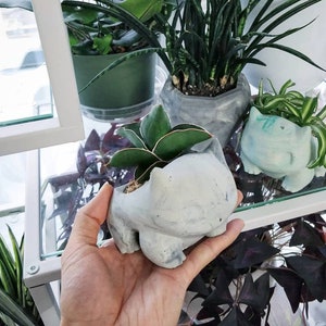 Bulba Planter LARGE Pokemon Air Plant Holder Fan Art Home Decor Marble Cement Concrete image 10