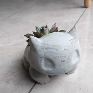 Bulba Planter LARGE Pokemon Air Plant Holder Fan Art Home Decor Marble Cement Concrete image 3