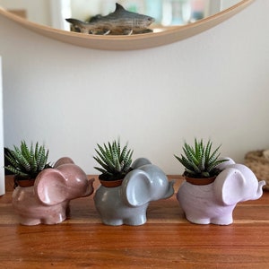 Elephant Planter Concrete Elephant Succulent Pot Cute Elephant Flower Vase Dumbo Cactus Cement Planter Lucky Elephant image 5