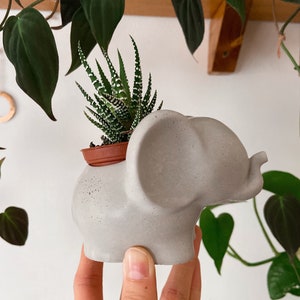 Elephant Planter Concrete Elephant Succulent Pot Cute Elephant Flower Vase Dumbo Cactus Cement Planter Lucky Elephant image 2