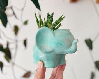 Elephant Planter | Concrete Elephant Succulent Pot | Cute Elephant Flower Vase| Dumbo Cactus Cement Planter | Lucky Elephant