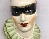 Masquerade Lady Wall Pocket Head Vase