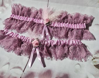 Liga de novia de encaje morado: Ligas de novia lilas