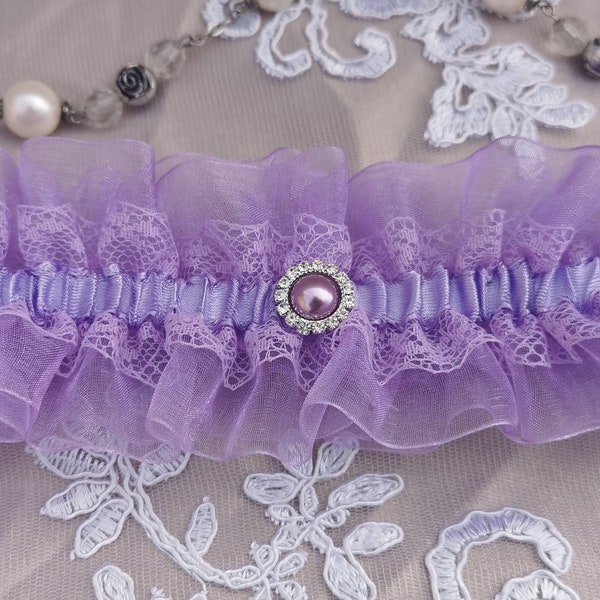 Mariage lavande, jarretière lilas, jarretière de mariage lavande, jarretière en dentelle pourpre