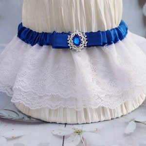 Royalblaues und weißes Spitzen Braut strumpfband, Braut dessous, etwas blaues