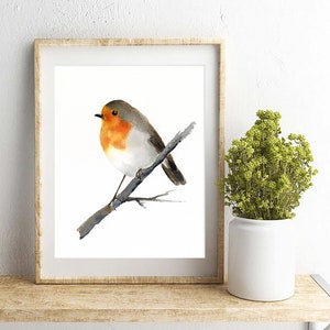 GICLEE print baby shower gift Baby Robin Bird Painting Red Robin nursery art gift