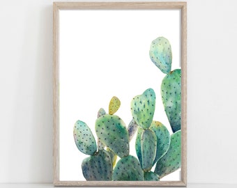 Cactus Watercolor Painting Art Print, Succulent Print, cactus, botanical painting, green home decor