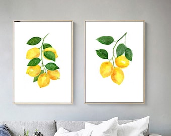 Set of 3 Lemon Prints Watercolour Paintings Lemons Painting | Etsy