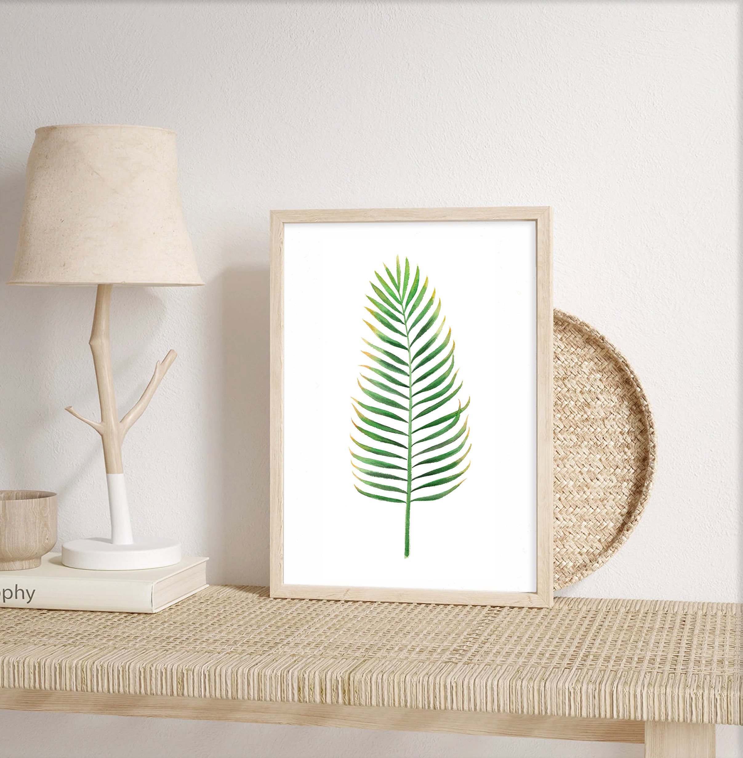 Set of 4 Tropical Green Leaf Watercolor Painting Art Prints, Green Leaf ...