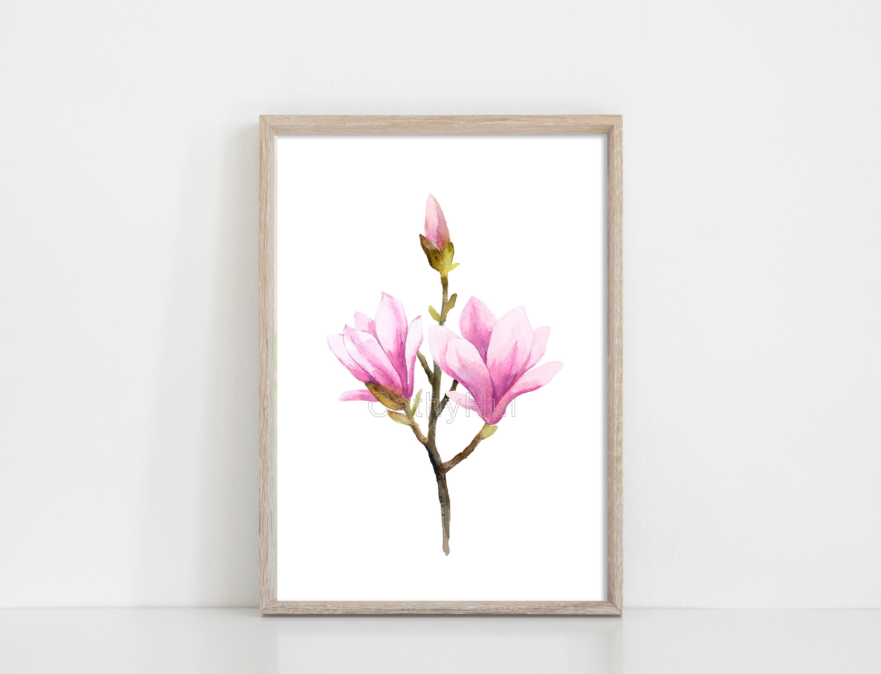 Set of 2 Magnolia watercolour painting print botanical art | Etsy