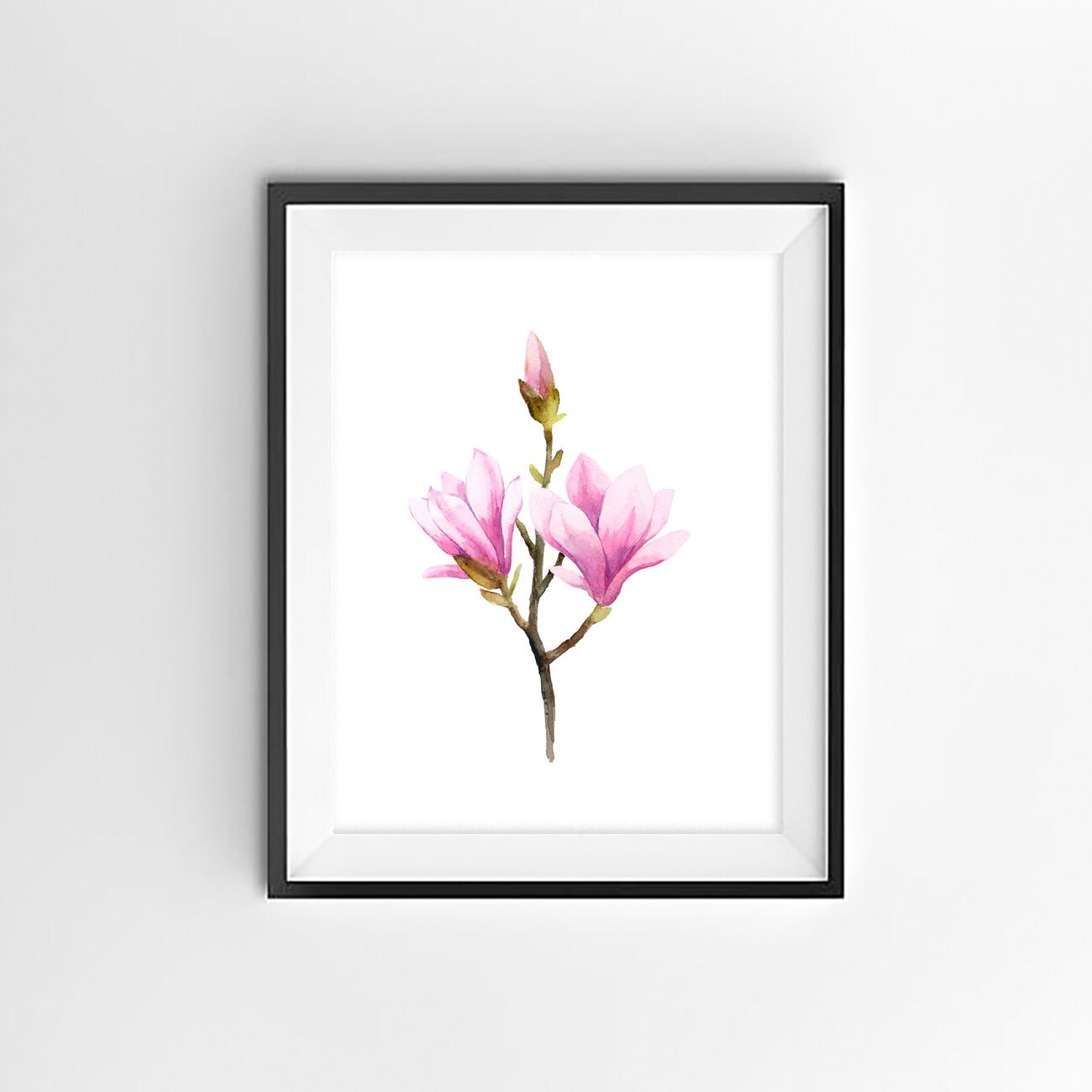 Set of 3 Magnolia watercolor painting print pink magnolia | Etsy