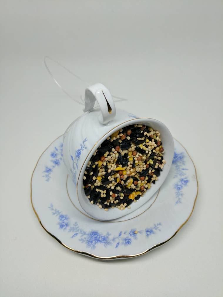 Vintage tea cup suet bird feeder one of a kind Etsy