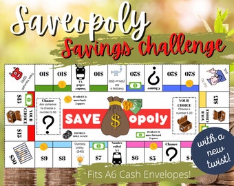 Saveopoly Mini Tracker for Cash budgeting | Fits A6 Envelopes * BONUS comes with free savings challenge tracker - 3 PER PAGE!