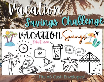 Vacation Savings Challenge | A6 Fits Cash Envelopes! , *Bonus Savings Challenge Tracker included*