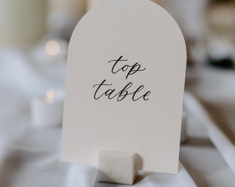 Arched Table Number / Table Name Cards with Handwritten Calligraphy