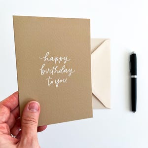 Alles Gute zum Geburtstag Karte / Rost und Weiß / Minimal Design / Handgeschriebene Kalligraphie