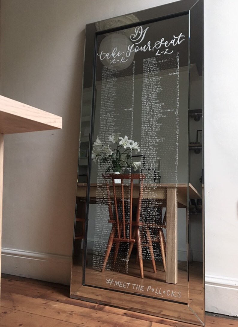 Mirror Table Plan / Seating Chart for Weddings / Custom / Etsy
