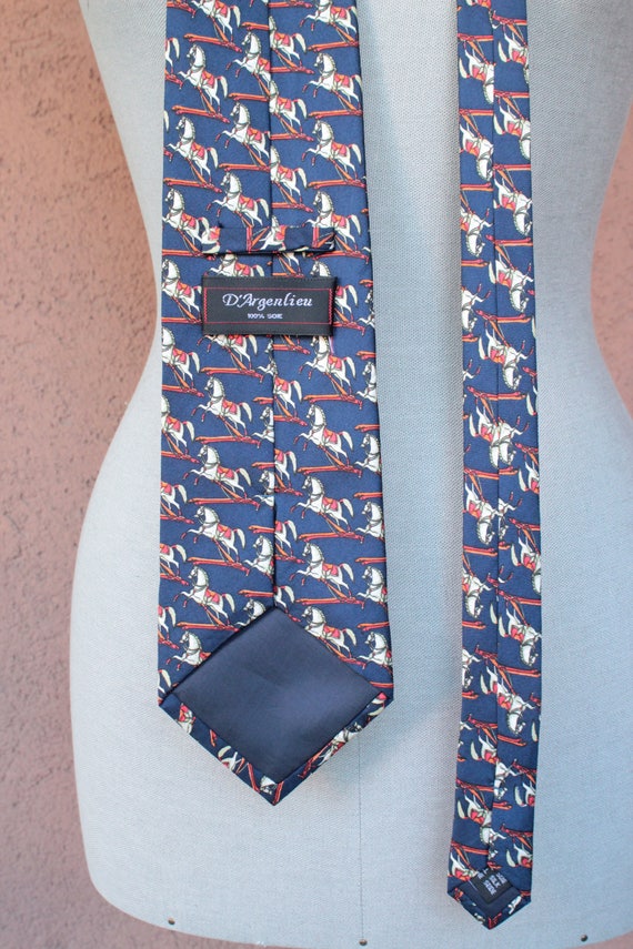 Vintage D'ARGENLIEU Horse Novelty Silk Tie - image 5