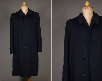 1970 Man's FREY Long Blue Winter Coat - Tamaño M/L