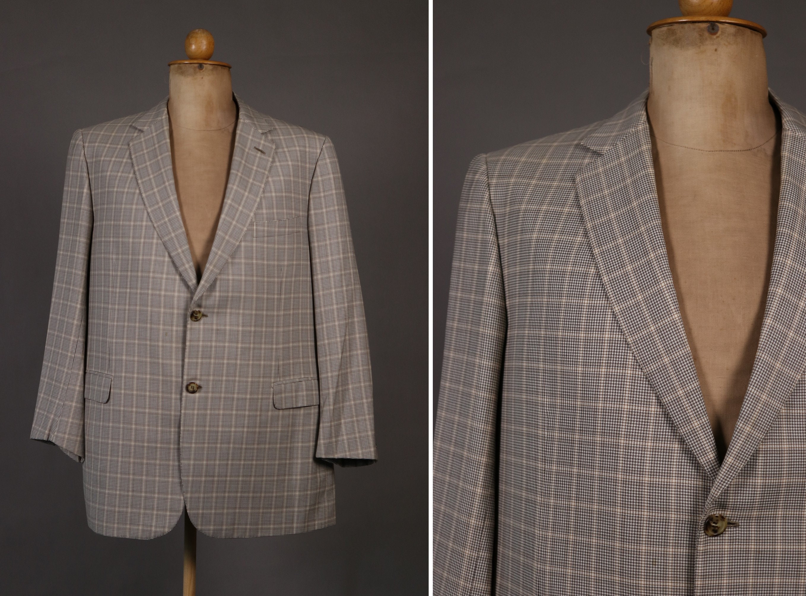 1990's BRIONI White and Brown Houndstooths Blazer