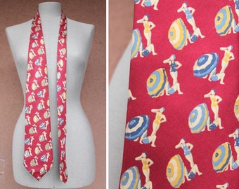 Collector STEFANO NELLI "Les Petits baigneurs" Silk Tie - Silk Novelty Necktie