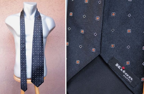 Vintage KITON Napoli Black Silk Tie - KITON Silk N