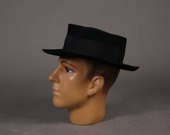 1940's Black Wool Felt BORSALINO Hat - 40's Black Wool Fedora hat