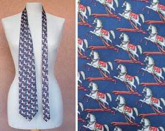 Vintage D'ARGENLIEU Horse Novelty Silk Tie