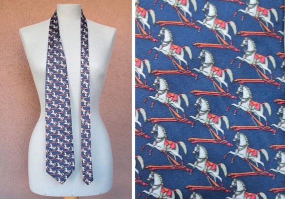 Vintage D'ARGENLIEU Horse Novelty Silk Tie - image 1