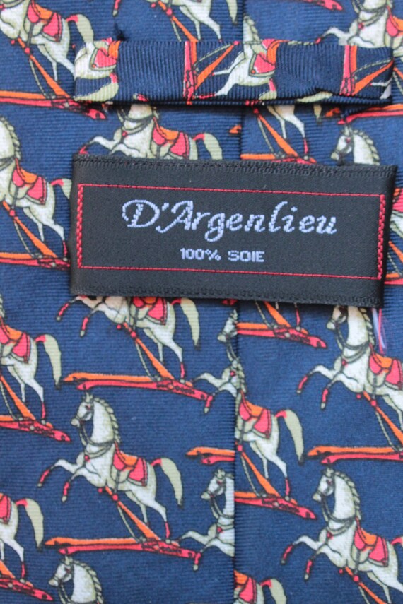 Vintage D'ARGENLIEU Horse Novelty Silk Tie - image 4