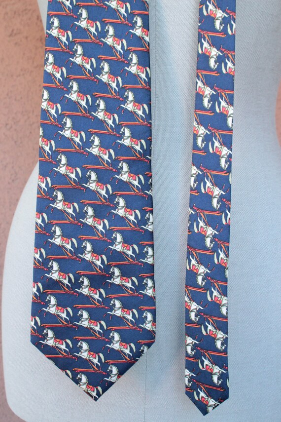 Vintage D'ARGENLIEU Horse Novelty Silk Tie - image 2