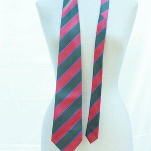 1980's Classic Green and red Striped Silk Tie 80's Diagonal Silk Tie image 4
