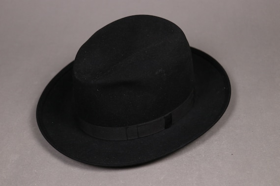 1950's MOLISSANT Black Felt Fedora Hat
