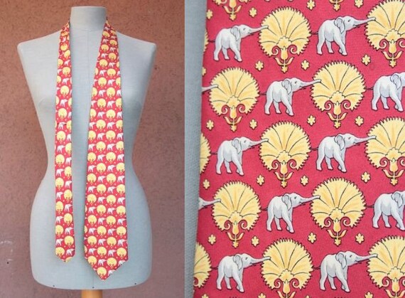 Vintage FENDI Silk Novelty Tie - FENDI Elephant Mo